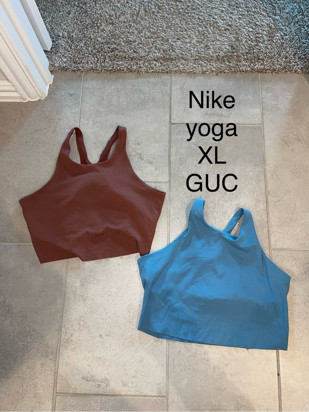 Nike Racerback Cropped Camisoles in Blue and Brown